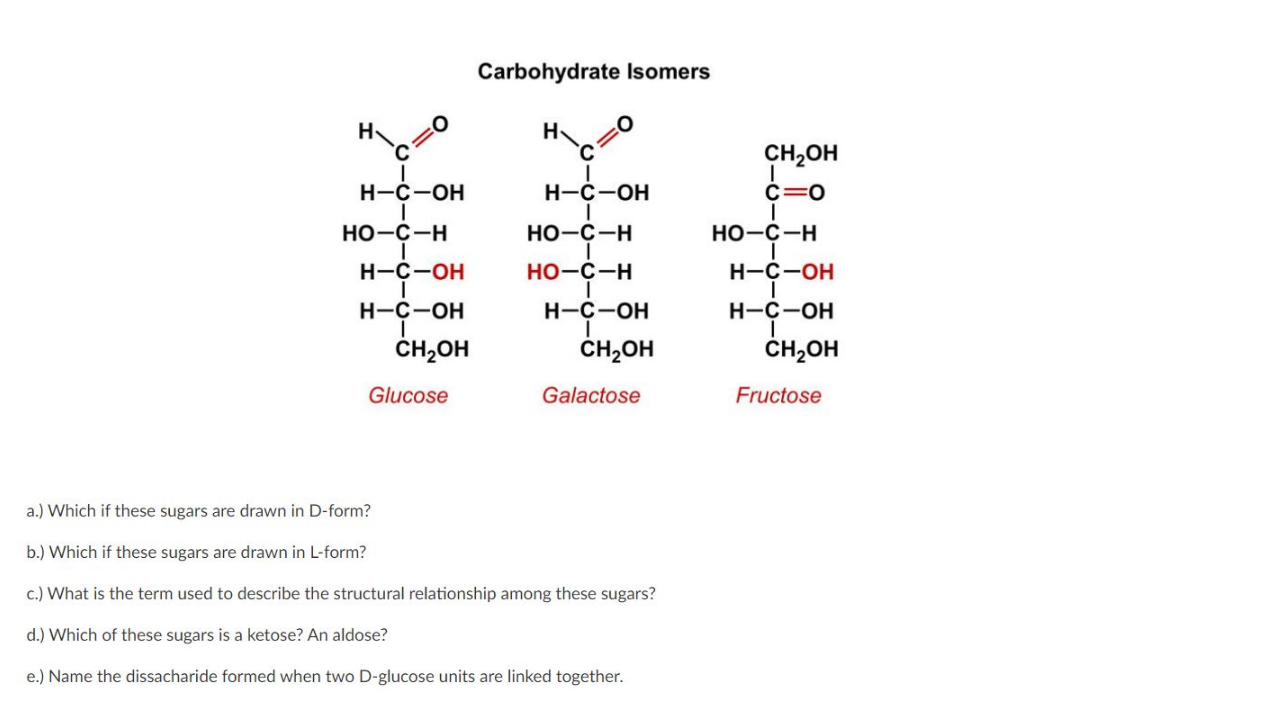 Solved Carbohydrate Isomers H H O c с CH2OH C=0 H-C-OH | Chegg.com