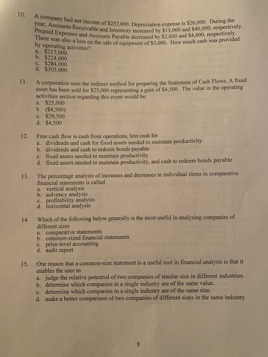 Solved 10. A company had net of 252,000,