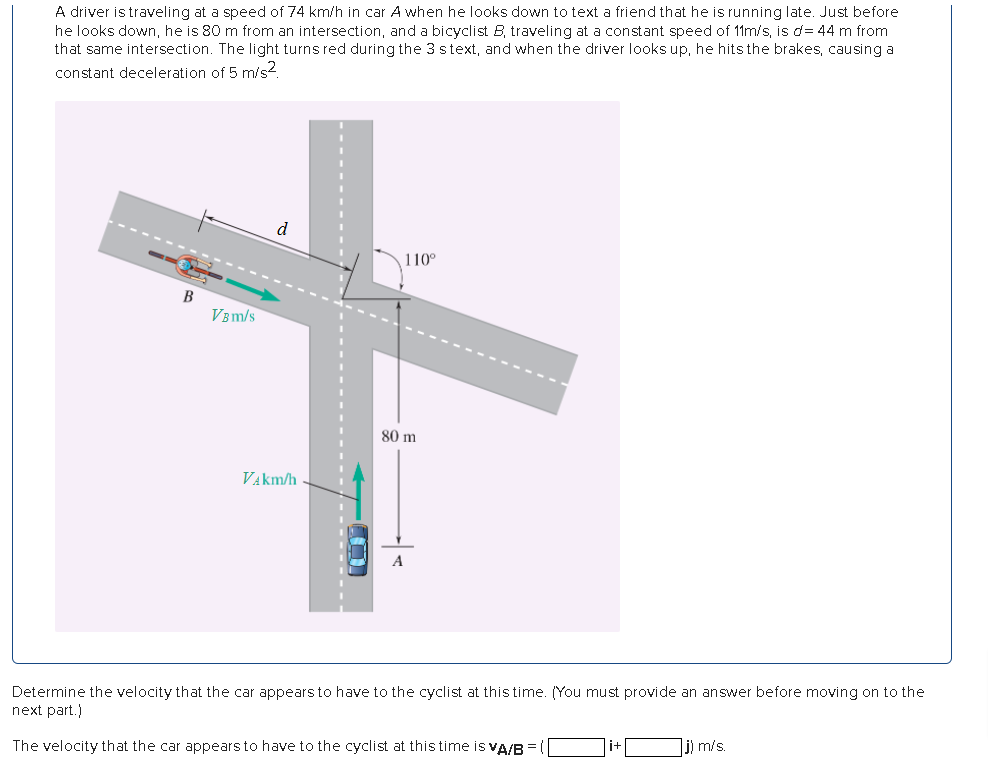 Solved A Driver Is Traveling At A Speed Of 74 Km/h In Car A | Chegg.com