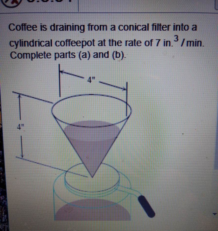 Solved Coffee is draining from a conical filter into a