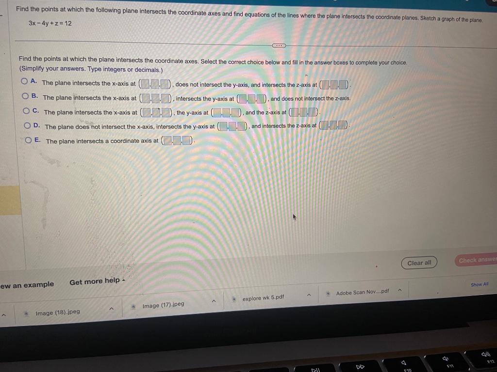 Solved Find the points at which the following plane | Chegg.com