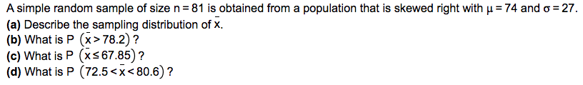 Solved A simple random sample of size n= 36 is obtained from | Chegg.com
