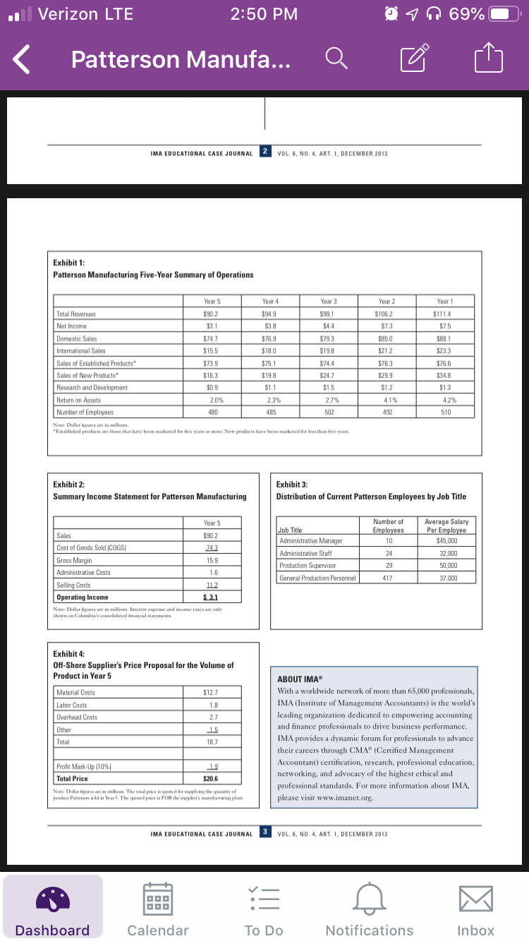 ..l verizon lte 2:50 pm @ 1 m 69%o 17 < patterson manufa... q ima educational case journal 2 vol 6, no. 4, art. 1, december 2