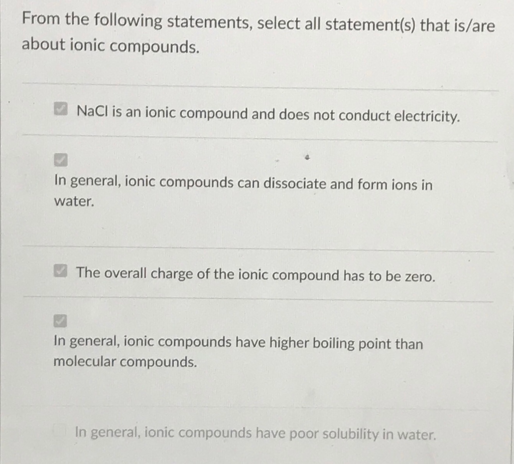 Solved From the following statements, select all | Chegg.com