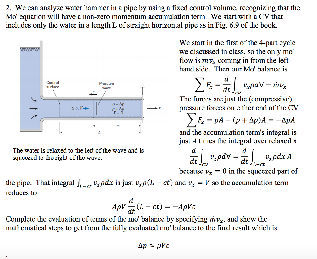 2. We can analyze water hammer in a pipe by using a | Chegg.com