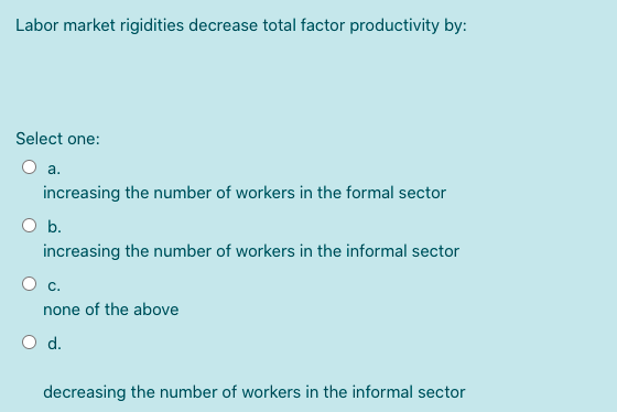 Solved Labor market rigidities decrease total factor | Chegg.com