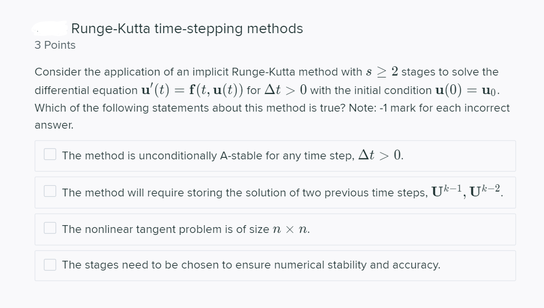 Solved Runge-Kutta Time-stepping Methods 3 Points Consider | Chegg.com