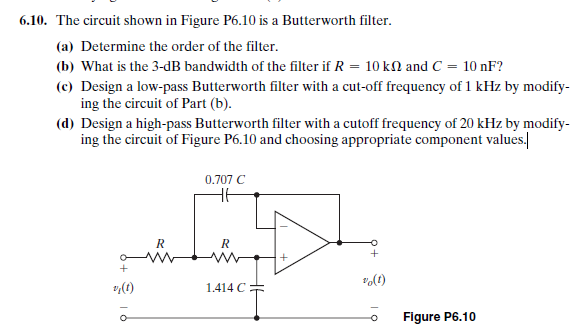 6.10. The circuit shown in Figure P6.10 is a | Chegg.com