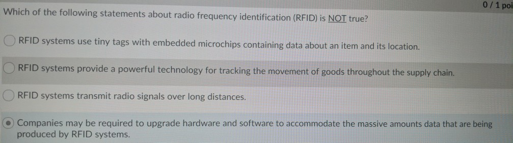 Solved: Which Of The Following Statement About RFID Is Not... | Chegg.com