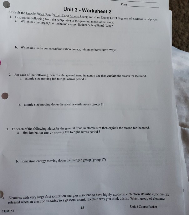 Solved Date: Unit 3-Worksheet 2 Consult the Google Sheet | Chegg.com