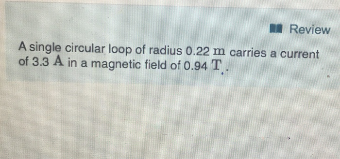 Solved Review A single circular loop of radius 0.22 m | Chegg.com