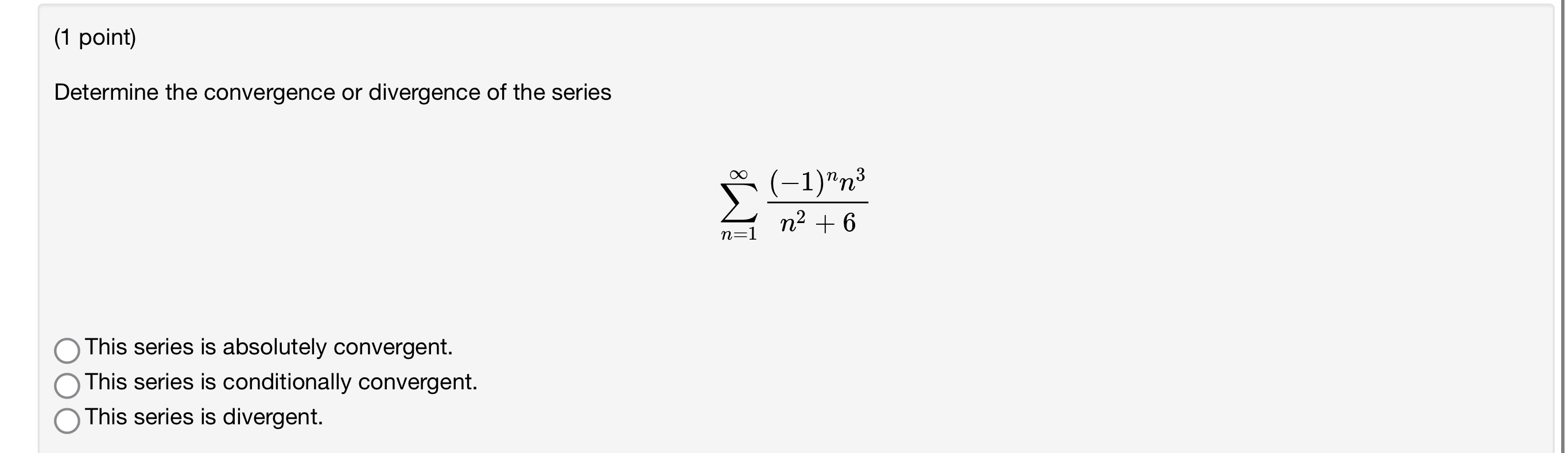 Solved (1 ﻿point)Determine The Convergence Or Divergence Of | Chegg.com