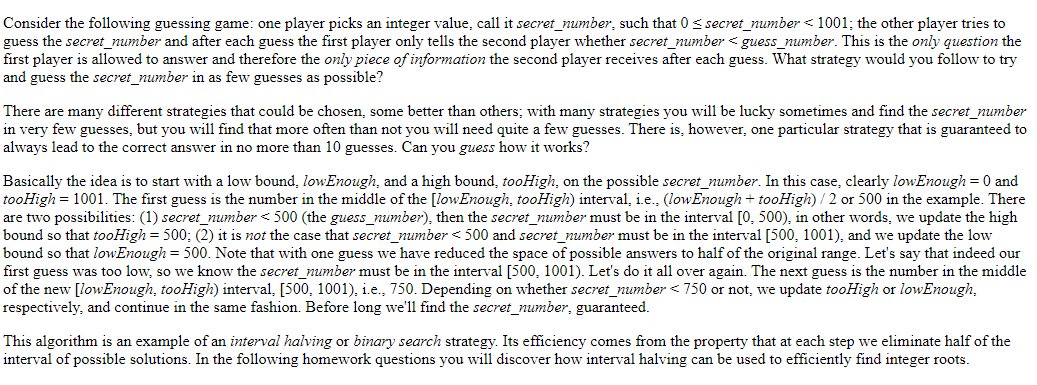Homework interval halving picture