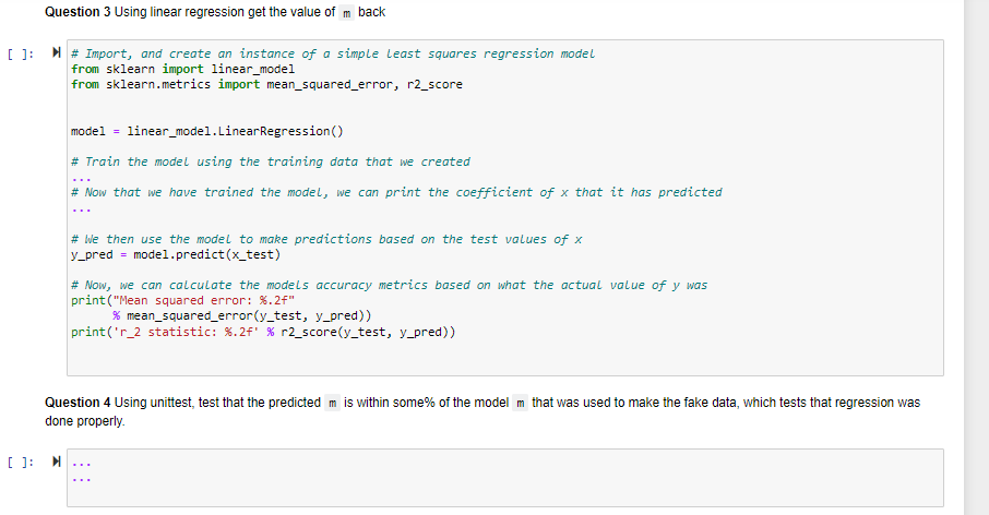 Solved Question 3 Using linear regression get the value of m | Chegg.com