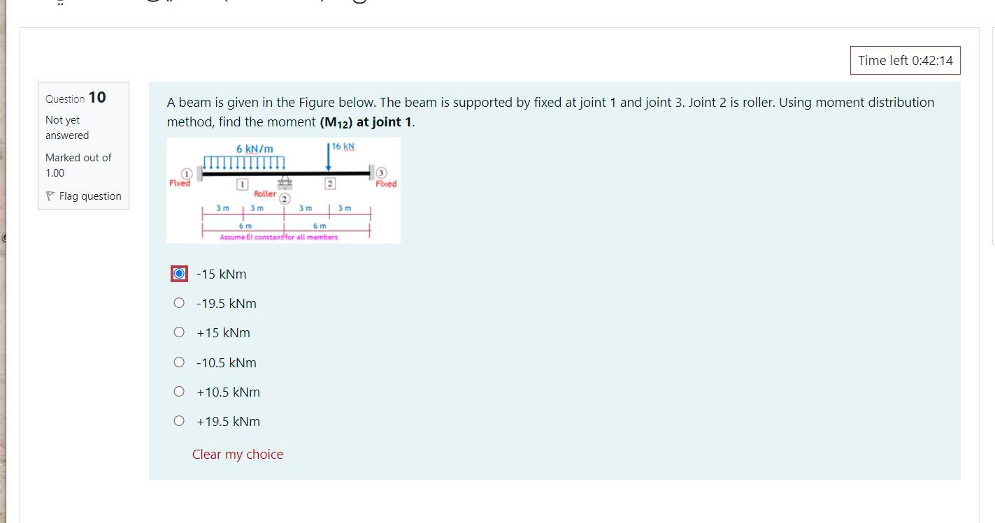 Solved Time left 0:42:14 Question 10 A beam is given in the | Chegg.com