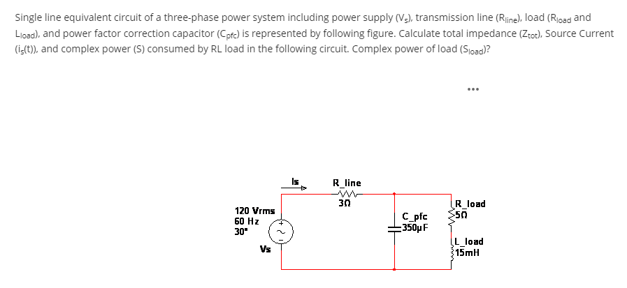 Solved Single line equivalent circuit of a three-phase power | Chegg.com