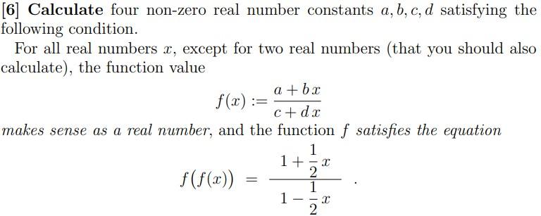 Solved [6] Calculate Four Non-zero Real Number Constants 