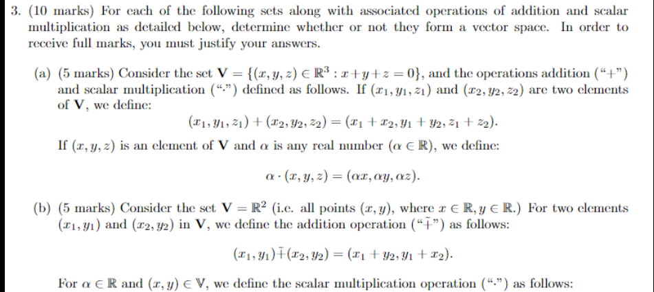 Solved 3 (10 marks) For cach of the following sets along | Chegg.com