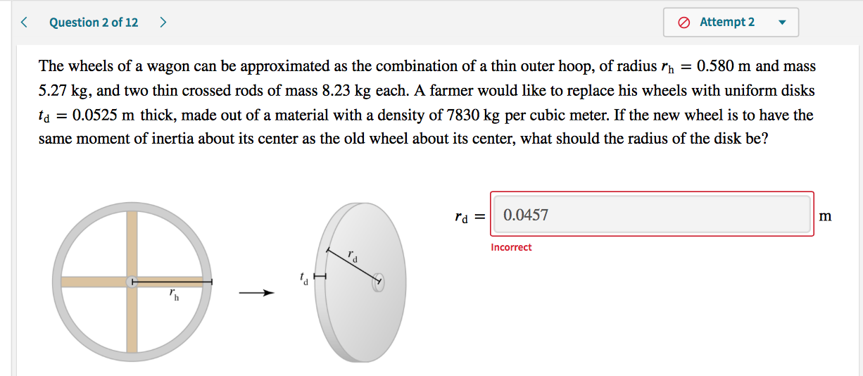 Solved く Question 2 of 12 > Attempt 2 The wheels of a wagon | Chegg.com