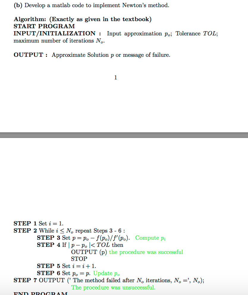 Solved (b) Develop a matlab code to implement Newton's | Chegg.com