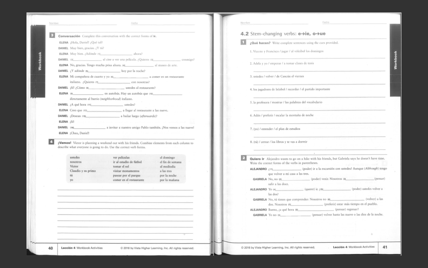 Auténtico 2 Chapter 1A. Stem changing verbs. Quiz / Activity by Ole AZUL