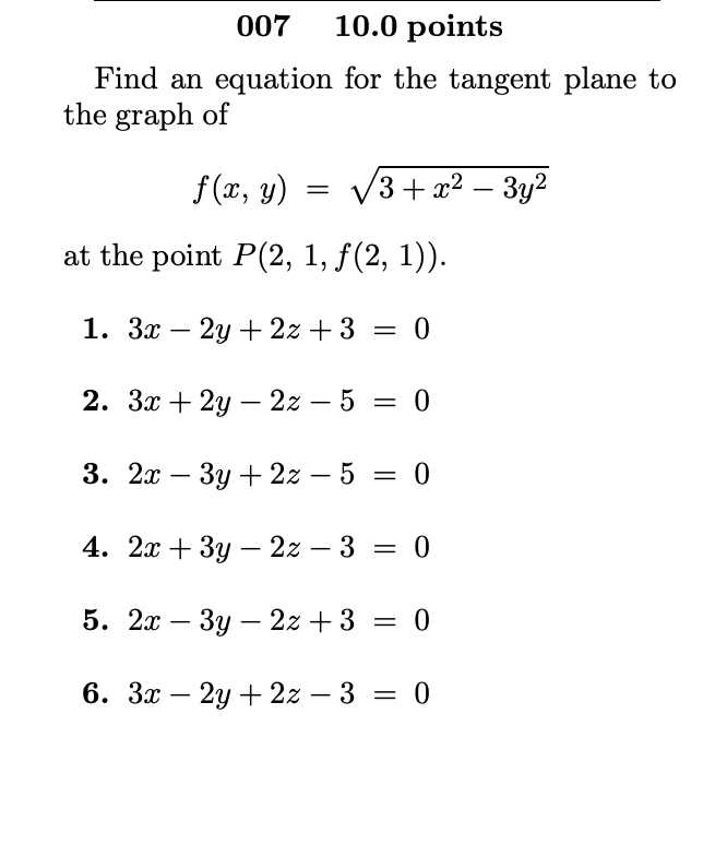Solved 007 10 0 Points Find An Equation For The Tangent Chegg Com