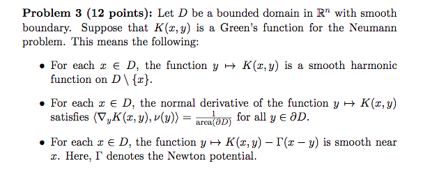 Problem 3 (12 points): Let D be a bounded domain in | Chegg.com