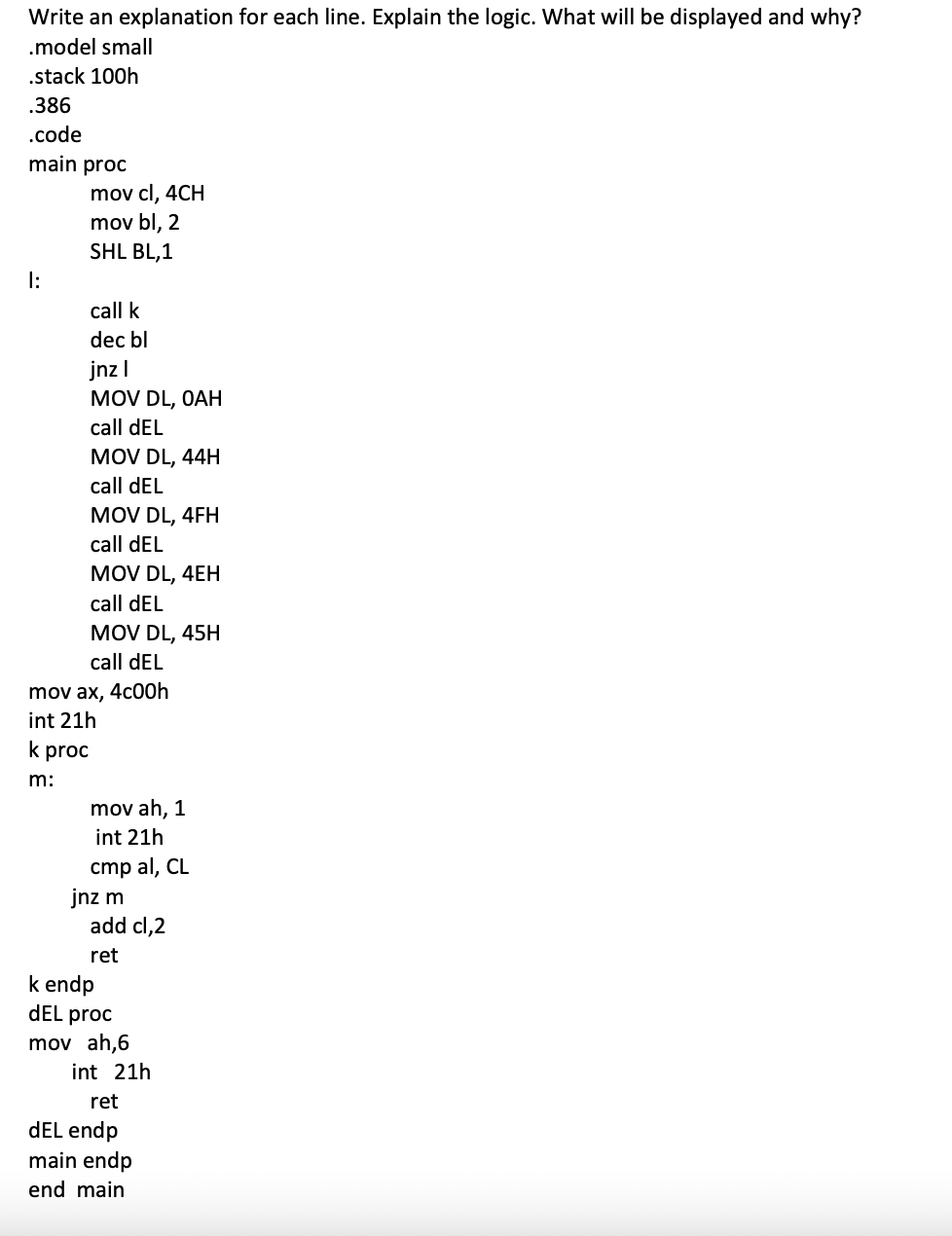 Solved Write an explanation for each line. Explain the | Chegg.com