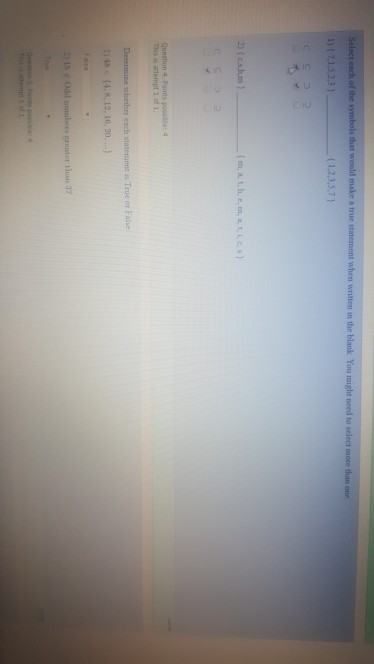 Solved Select each of the symbols that would make a true | Chegg.com