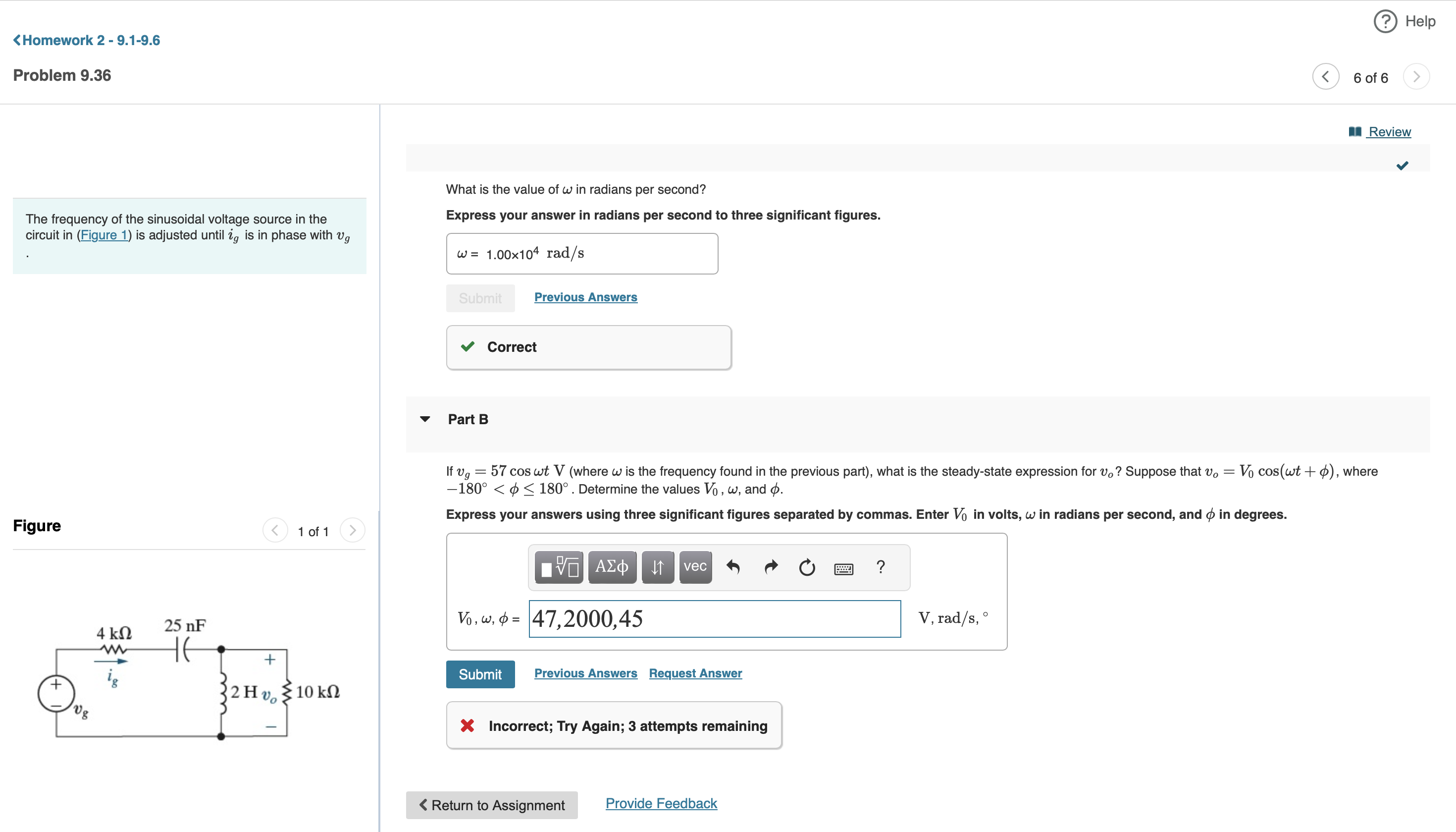 Solved Problem 9.36The frequency of the sinusoidal voltage | Chegg.com