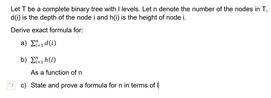 Solved Let T be a complete binary tree with I levels. Let n | Chegg.com