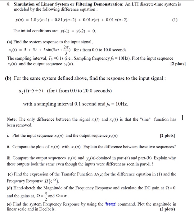 Solved An LTI discrete-time system is modeled by the | Chegg.com