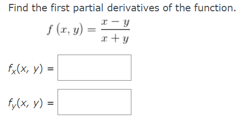 Solved Find the first partial derivatives of the function. . | Chegg.com