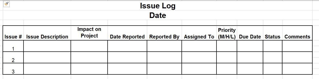 Solved Issue Log Date Impact on Project Issue # Issue | Chegg.com