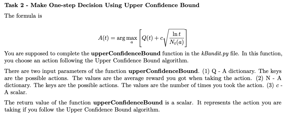 Task 2 - Make One-step Decision Using Upper | Chegg.com