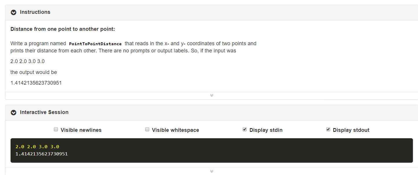 Solved Java Point to Point Distance. I need help with this | Chegg.com