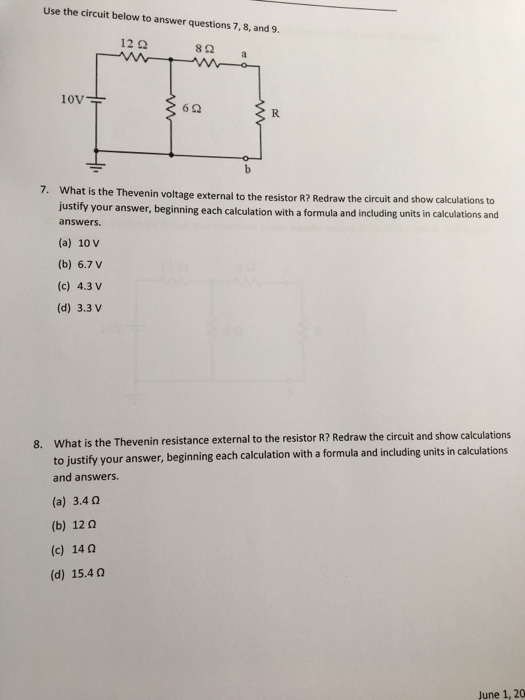 Solved Use the circuit below to answer questions 7, 8, and | Chegg.com