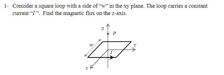 Solved 1- Consider a square loop with a side of “w” in the | Chegg.com