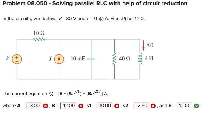 Solved Problem 08.050 - Solving parallel RLC with help of | Chegg.com