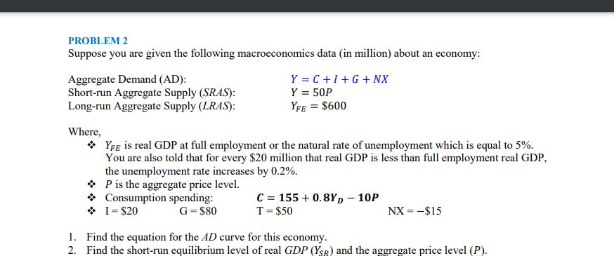 Solved PROBLEM 2 Suppose You Are Given The Following | Chegg.com