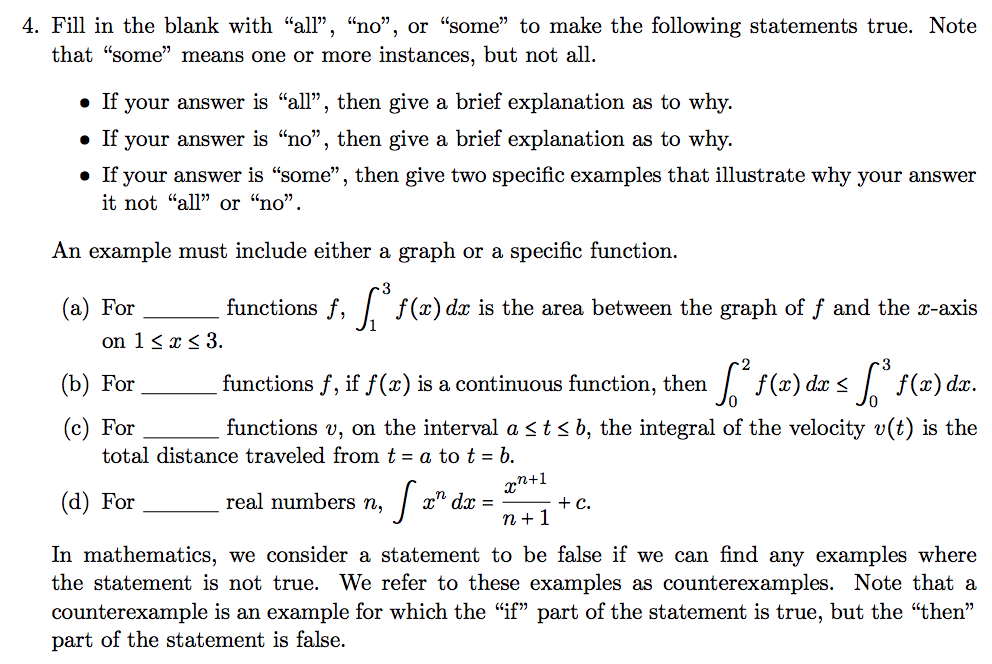 Solved 4. Fill in the blank with "all", "no", or "some" to | Chegg.com