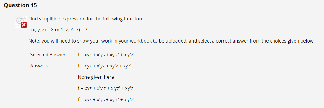 Solved Question 15 Find simplified expression for the | Chegg.com