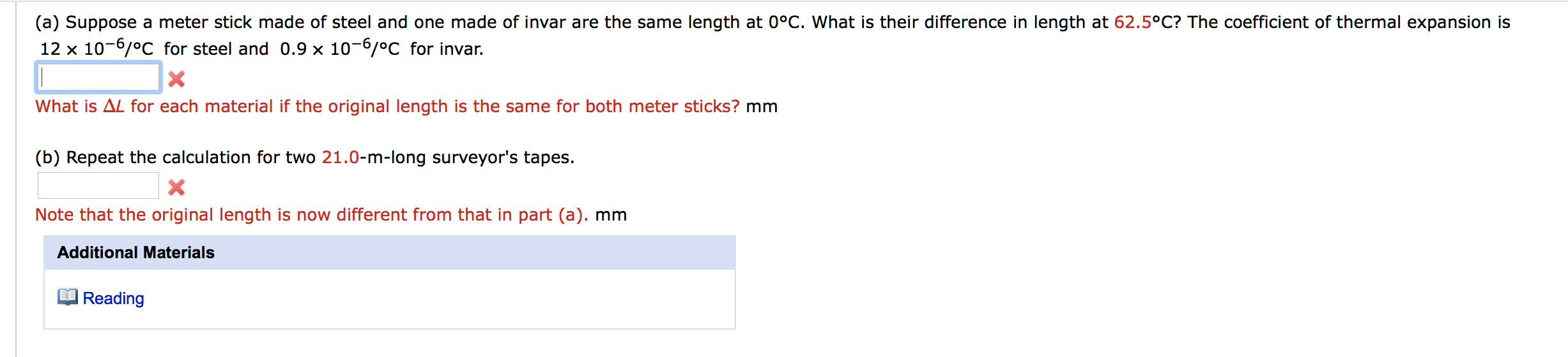 Solved (a) Suppose a meter stick made of steel and one made | Chegg.com