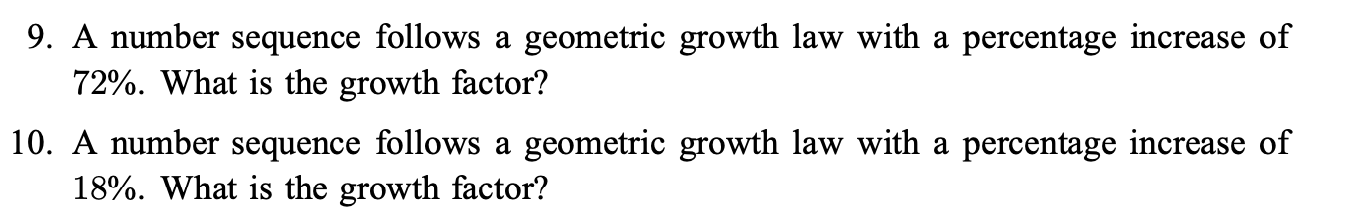 Solved 9. A number sequence follows a geometric growth law | Chegg.com