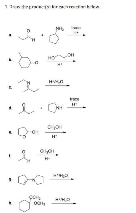 Solved 1. Draw the product(s) for each reaction below. NH2 | Chegg.com