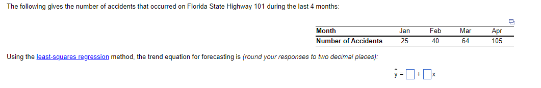 Solved Using the least-squares regression method, the trend | Chegg.com