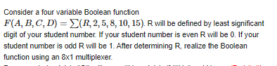 Solved Consider a four variable Boolean function | Chegg.com