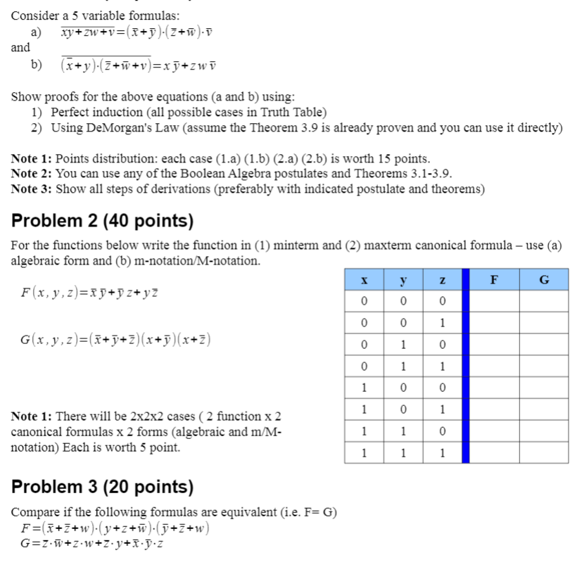Solved Consider A 5 Variable Formulas A Xy Zw Y 3 5 Z Chegg Com