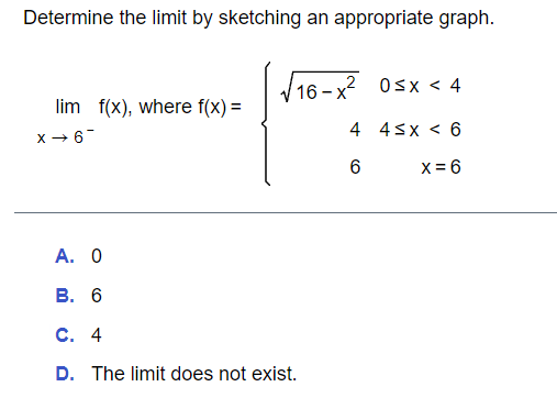 Solved Determine the limit by sketching an appropriate | Chegg.com