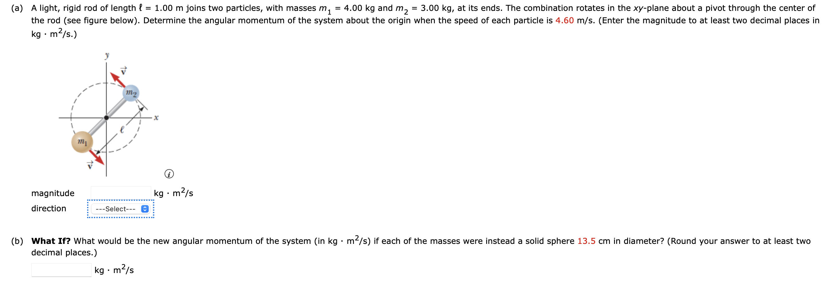 Solved kg⋅m2/s.) magnitude kg⋅m2/s direction decimal | Chegg.com